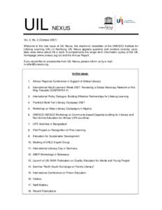 UIL  NEXUS Vol. 2, No. 3 (October[removed]Welcome to the new issue of UIL Nexus, the electronic newsletter of the UNESCO Institute for
