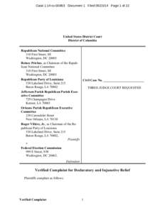 Case 1:14-cv[removed]Document 1 Filed[removed]Page 1 of 22  United States District Court District of Columbia Republican National Committee 310 First Street, SE