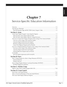 CHAPTER 7  Chapter 7 Service-Specific Education Information Overview........................................................................................................................................ 7-2 Joint Servi