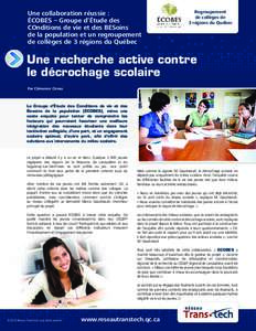 Une collaboration réussie : ÉCOBES – Groupe d’Étude des COnditions de vie et des BESoins de la population et un regroupement de collèges de 3 régions du Québec