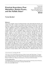 [removed]research-article2013 PAS41210.1177/0032329213483108Politics & SocietyBenkler  Practical Anarchism: Peer