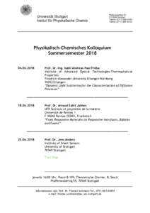 Universität Stuttgart Institut für Physikalische Chemie Pfaffenwaldring 55 DStuttgart Telefon