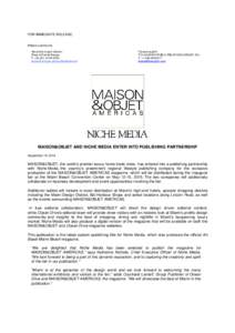 MaisonObjet - Niche Media Press Release