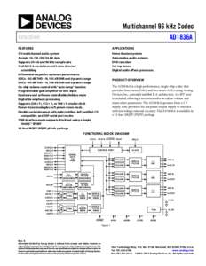 Multichannel 96 kHz Codec AD1836A Data Sheet FEATURES
