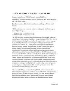 TESOL Research Agenda, June 2000