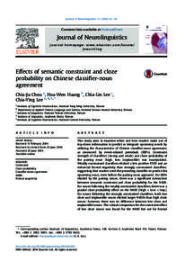 Journal of Neurolinguistics[removed]42e54  Contents lists available at ScienceDirect Journal of Neurolinguistics journal homepage: www.elsevier.com/locate/