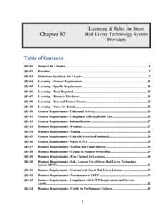 Licensing & Rules for Street Hail Livery Technology System Providers Chapter 83