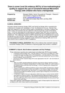 Animal testing / Constraint-induced movement therapy / Silver Spring monkeys / Edward Taub / Cerebral palsy / CIMT-DT / Psychotherapy / Medicine / Animal rights / Health