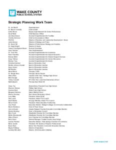    Strategic Planning Work Team Dr. Jim Merrill Dr. Marvin Connelly Cathy Moore