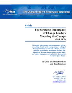 1  The Change Leader’s Roadmap Methodology World Leaders in Transformation Tra