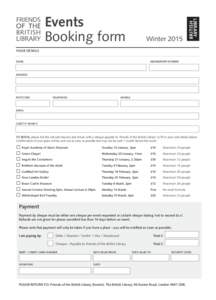 Events Booking form WinterYOUR DETAILS