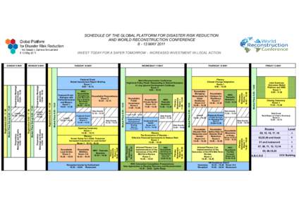 SCHEDULE OF THE GLOBAL PLATFORM FOR DISASTER RISK REDUCTION AND WORLD RECONSTRUCTION CONFERENCEMAY 2011 INVEST TODAY FOR A SAFER TOMORROW – INCREASED INVESTMENT IN LOCAL ACTION  Side Events