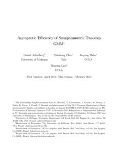 Asymptotic E¢ ciency of Semiparametric Two-step GMM1 Daniel Ackerberg2 Xiaohong Chen3