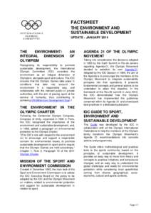 FACTSHEET THE ENVIRONMENT AND SUSTAINABLE DEVELOPMENT UPDATE - JANUARY[removed]THE