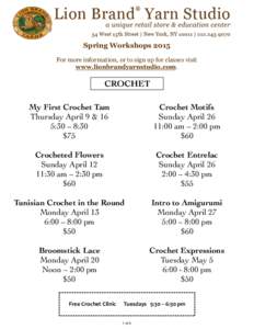 Spring 2015 Workshop Schedule Update