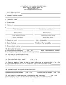 Application for Special Events