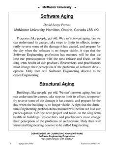 McMaster University  Software Aging
