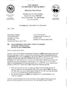 NEW MEXICO ENVIRONMENT DEPARTMENT Hazardous Waste Bureau 2905 Rodeo Park Drive East, Building 1 BILL RICHARDSON