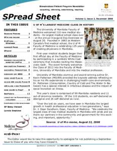 Standardized Patient Program Newsletter educating, informing, entertaining, inspiring SPread Sheet IN THIS ISSUE