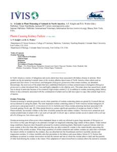 In: A Guide to Plant Poisoning of Animals in North America, A.P. Knight and R.G. Walter (Eds.) Publisher: Teton NewMedia, Jackson WY (www.veterinarywire.com) Internet Publisher: Publisher: International Veterinary Inform