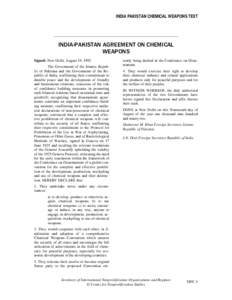 INDIA-PAKISTAN AGREEMENT ON CHEMICAL WEAPONS