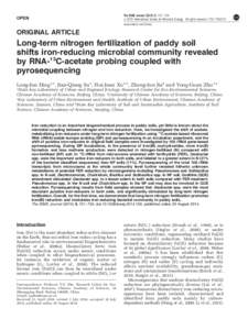 Long-term nitrogen fertilization of paddy soil shifts iron-reducing microbial community revealed by RNA-13C-acetate probing coupled with pyrosequencing