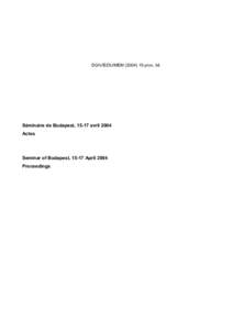 Microsoft Word - Actes du s.minaire de Budapest, bilingue _ID 869_.doc