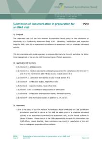 Wilton Park House, Wilton Place, Dublin 2, Ireland Tel +[removed]Fax +[removed]E-mail [removed] Web www.inab.ie Submission of documentation in preparation for an INAB visit