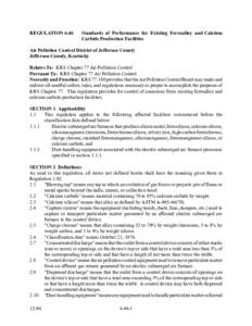 REGULATION[removed]Standards of Performance for Existing Ferroalloy and Calcium Carbide Production Facilities  Air Pollution Control District of Jefferson County