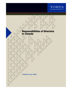 Responsibilities of Directors in Canada A Business Law Guide  Torys LLP