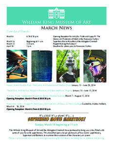William King Museum of Art March News Calendar of Events  March 6