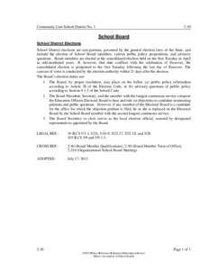 Community Unit School District No. 1  2:30 School Board School District Elections