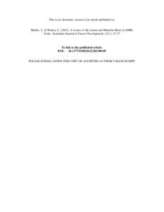 This is an electronic version of an article published in:  Muller, J., & Waters, L[removed]A review of the Latent and Manifest Bests (LAMB) Scale. Australian Journal of Career Development, 21(1), [removed]To link to the p