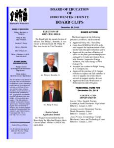 BOARD OF EDUCATION OF DORCHESTER COUNTY Every Child A Success!  BOARD CLIPS