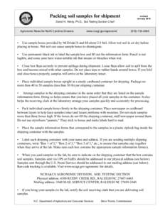 Packing soil samples for shipment  revised January[removed]David H. Hardy, Ph.D., Soil Testing Section Chief