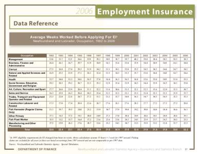  2006 Employment Insurance Data Reference