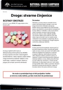 Bosnian  Droge: stvarne činjenice ECSTASY (EKSTAZI) (E, Ex, E n C, eccy, MDMA, XTC, eggs, pingers, disco biscuits, pills)