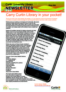 Curtin University Library  Winter 2009 NEWSLETTER