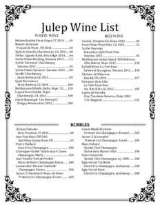 Julep Wine List WHITE WINE RED WINE  Matteo Braidot Pinot Grigio, IT