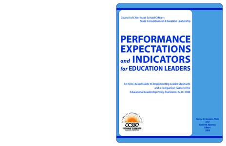 Council of Chief State School Officers State Consortium on Education Leadership PERFORMANCE EXPECTATIONS and INDICATORS