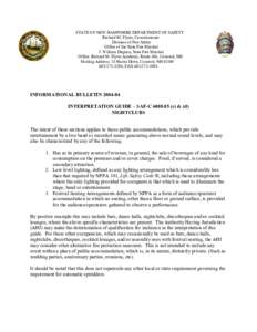 STATE OF NEW HAMPSHIRE DEPARTMENT OF SAFETY  Richard M. Flynn, Commissioner  Division of Fire Safety  Office of the State Fire Marshal  J. William Degnan, State Fire Marshal  Office: Richard 