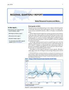 Regional Quarterly Report: State Personal Income and More