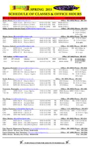 SPRING 2015 SCHEDULE OF CLASSES & OFFICE HOURS FULL TIME FACULTY CLASS SCHEDULE…………OFFICE HOURS Jones, Dawn;  5835