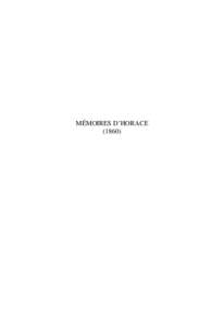 MÉMOIRES D’HORACE (1860) ALEXANDRE DUMAS  Mémoires d’Horace