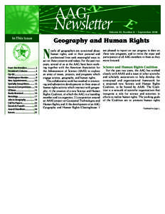 Volume 43, Number 8 • SeptemberIn This Issue Geography and Human Rights