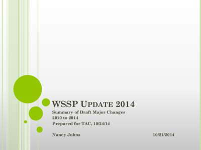 WSSP Update 2014 Presentation