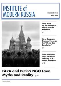 THE IMR REVIEW May 2013 Leon Aron on the Prospects of U.S.-Russia