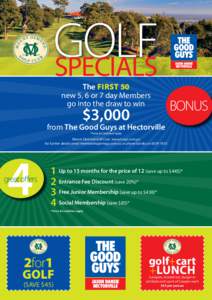 GOLF SPECIALS The FIRST 50 new 5, 6 or 7 day Members go into the draw to win