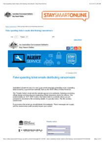 Fake speeding ticket emails distributing ransomware | Stay Smart Online:48 AM Home » Alert Service » Fake speeding ticket emails distributing ransomware