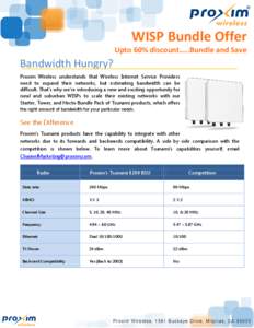 WISP Bundle Offer Upto 60% discount…..Bundle and Save Bandwidth Hungry? Proxim Wireless understands that Wireless Internet Service Providers need to expand their networks, but estimating bandwidth can be